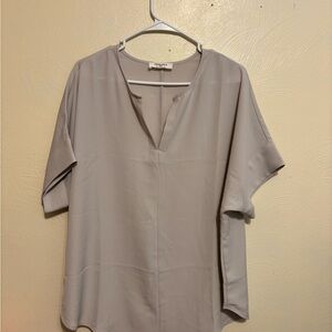 Zenana Outfitters Soft Gray V-Neck Blouse